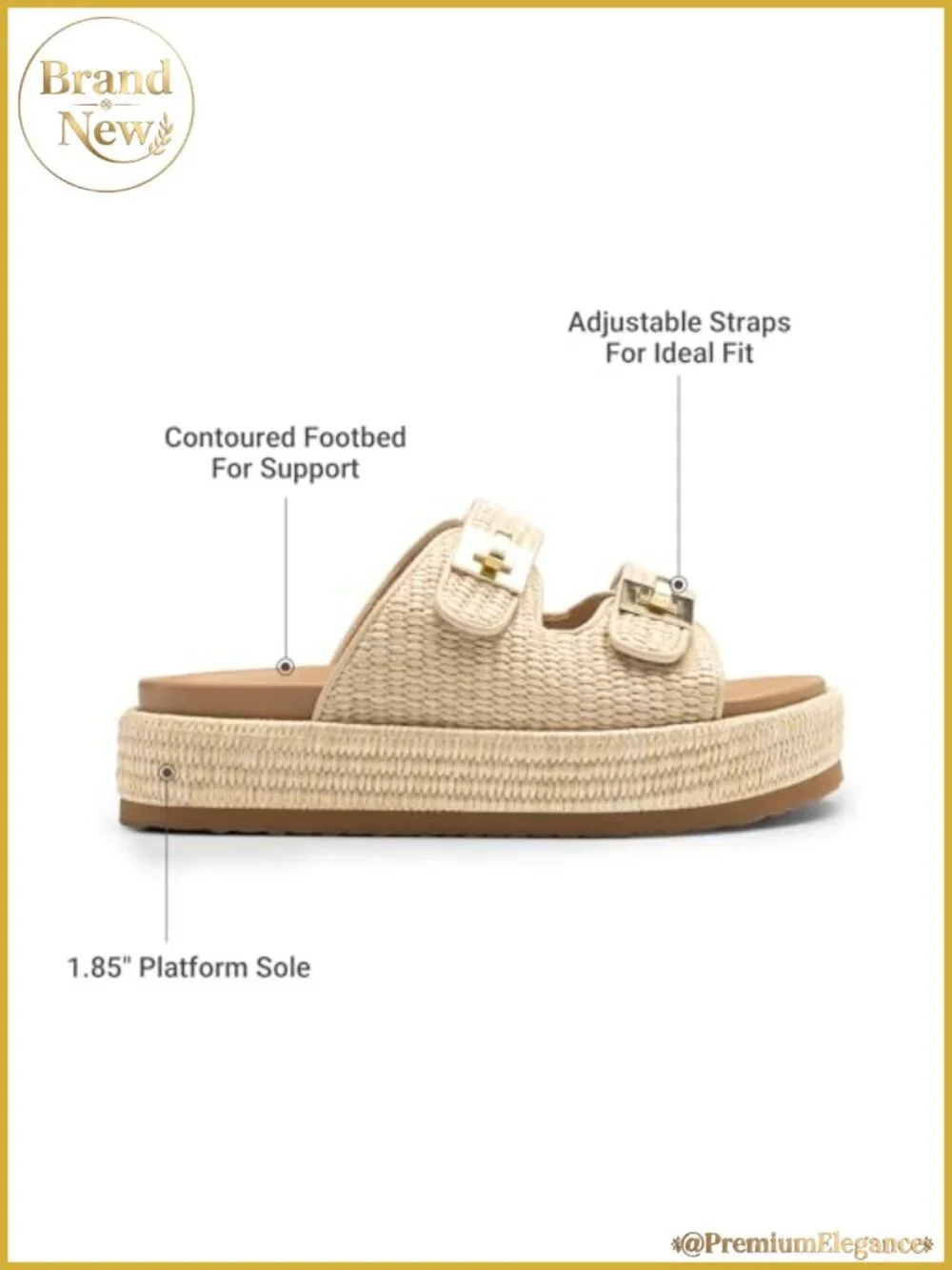 Women's Platform Wedge Espadrille Sandals Slip-On Buckle PU Midsole
